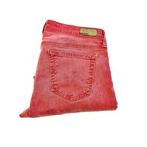AG The Stevie Ankle Slim Straight Ankle Pink Colored Denim Jeans Size 30